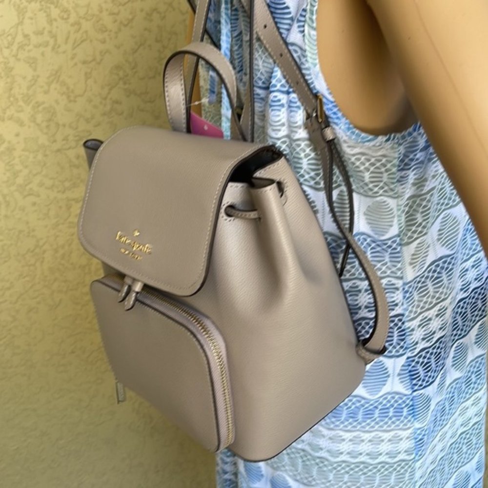 Kate Spade Darcy Flap Backpack Warm Taupe - Picture 5 of 16